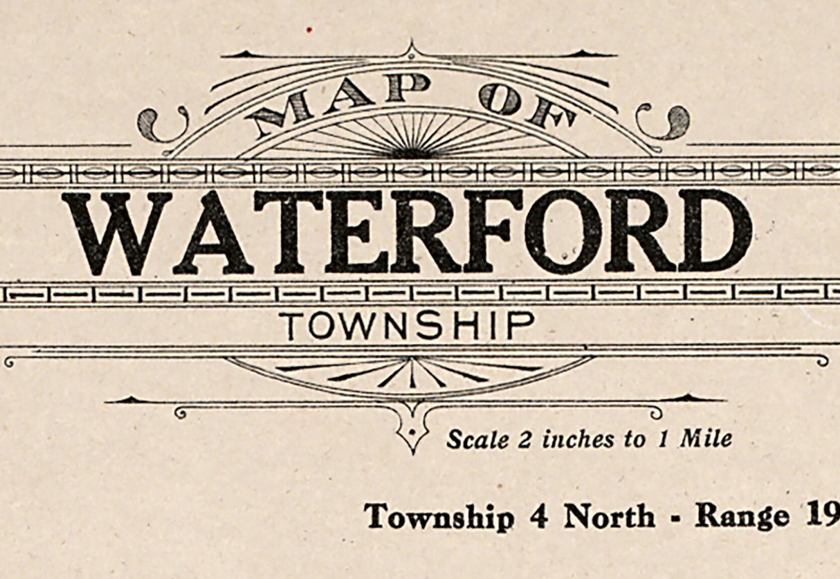 1908 Map of Waterford Township Racine County Wisconsin