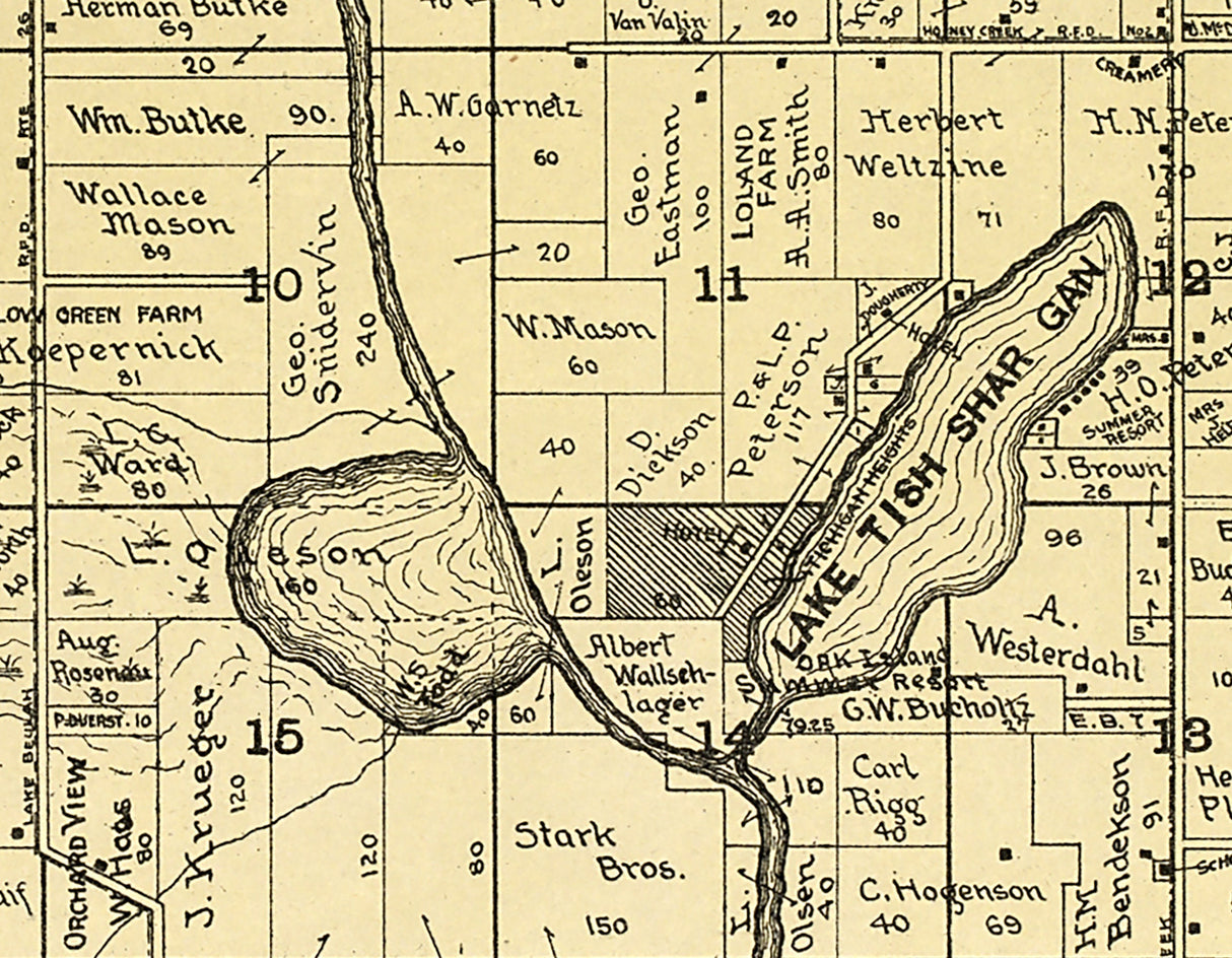 1908 Map of Waterford Township Racine County Wisconsin