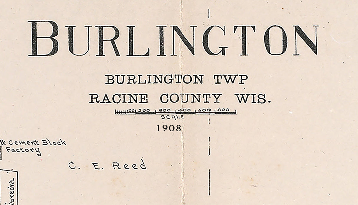 1908 Town Map of Burlington Racine County Wisconsin