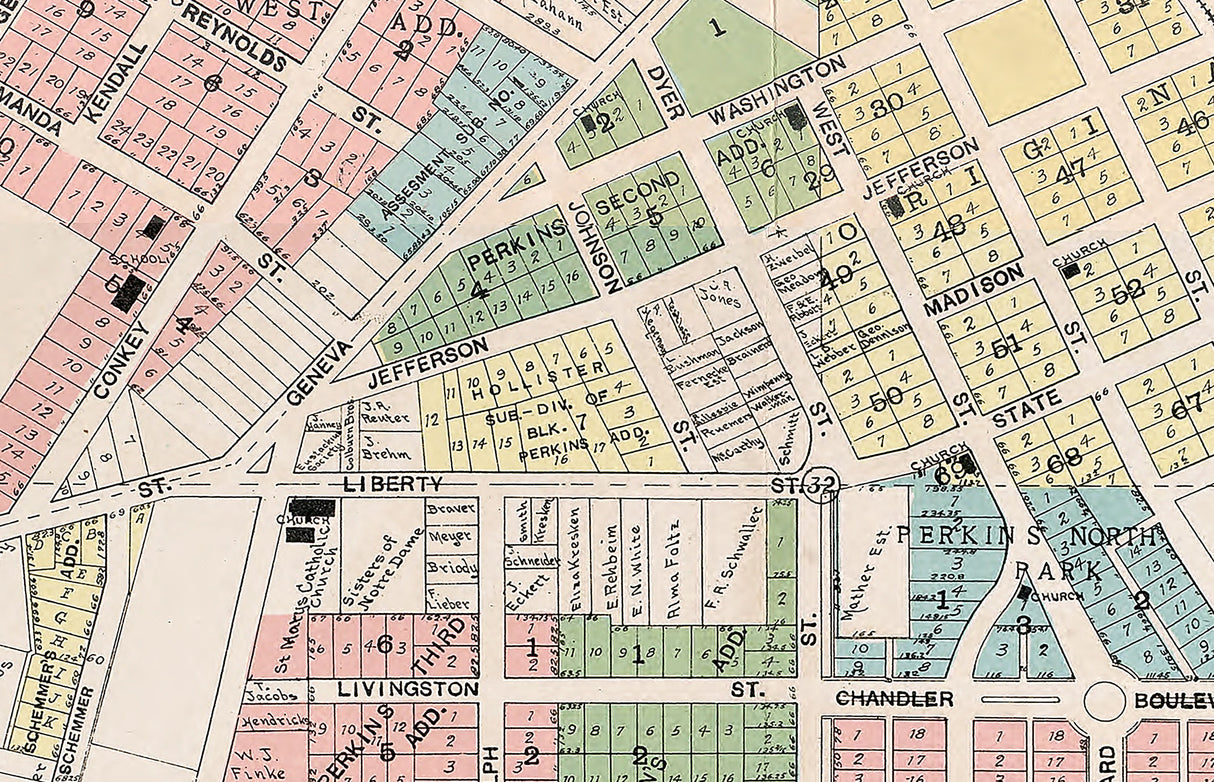 1908 Town Map of Burlington Racine County Wisconsin