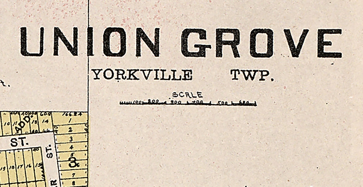 1908 Town Map of Union Grove Racine County Wisconsin