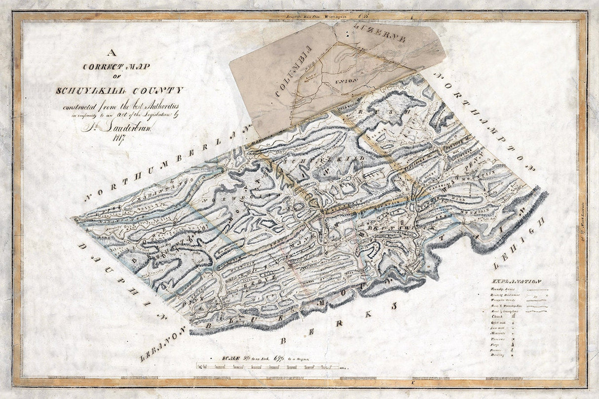 1817 Map of Schuylkill County Pennsylvania