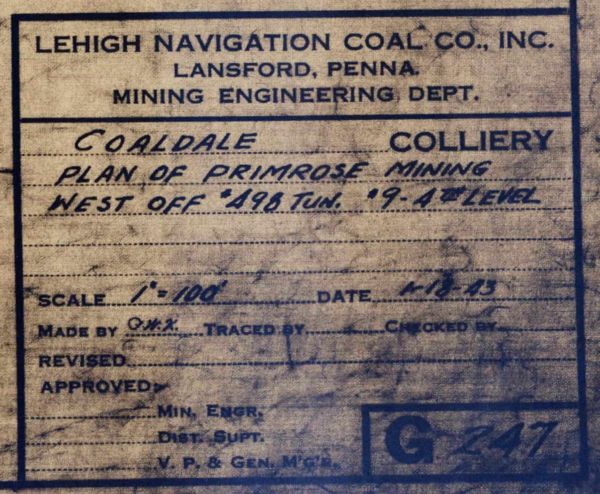 1943 Coaldale Schuylkill County PA Mine Map Primrose Mining