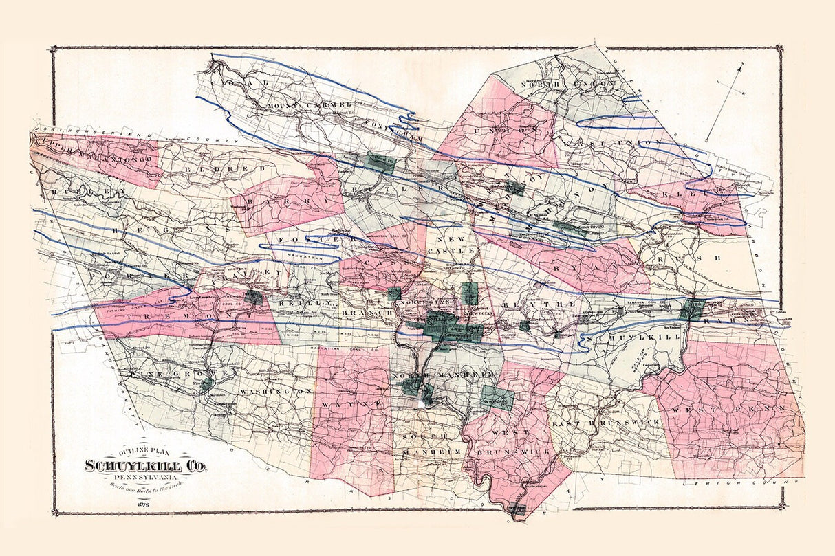 1875 Map of Schuylkill County Pennsylvania