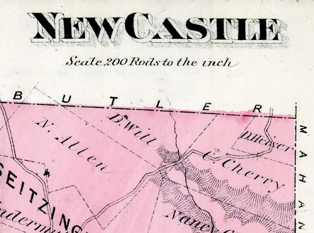 1875 Map of New Castle Township Schuylkill County Pennsylvania