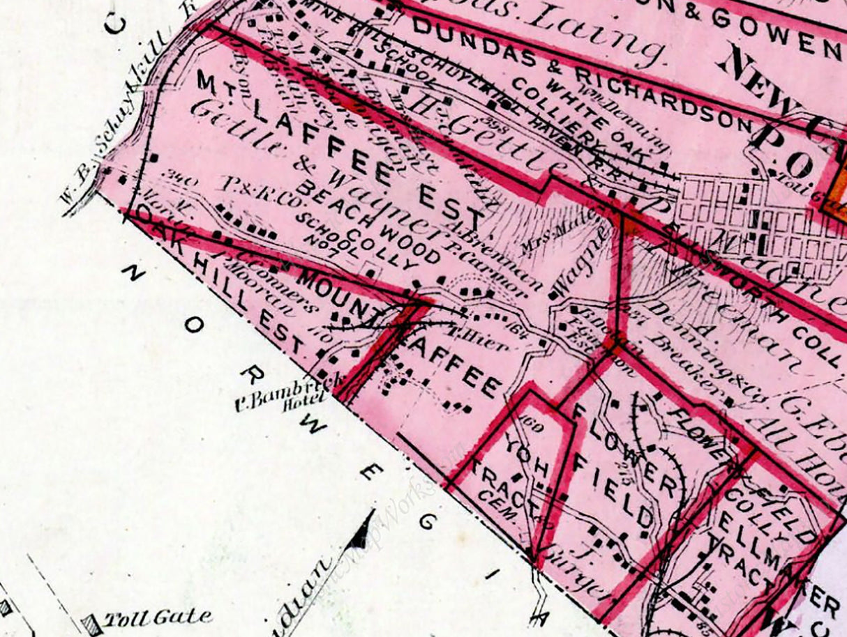 1875 Map of New Castle Township Schuylkill County Pennsylvania