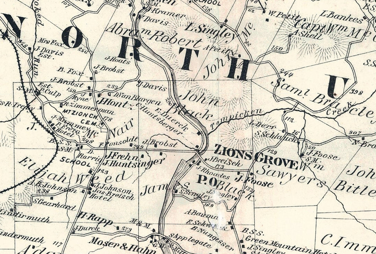 1875 Map of Union North Union and East Union Townships Schuylkill County Pennsylvania