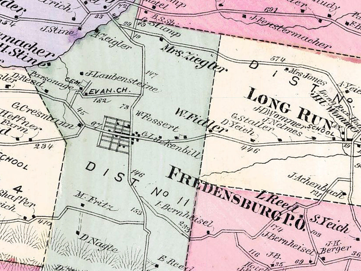 1875 Map of Wayne Township Schuylkill County Pennsylvania