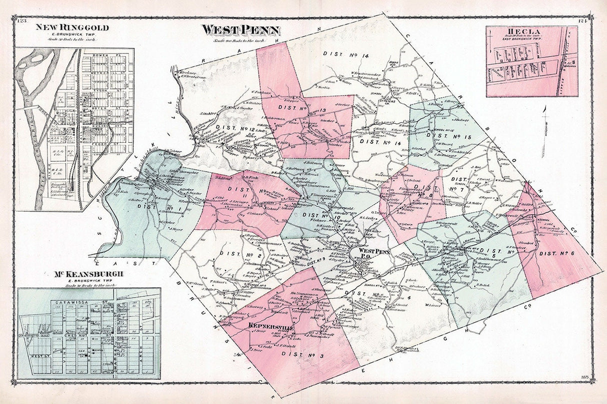 1875 Map of West Penn Township Schuylkill County Pennsylvania