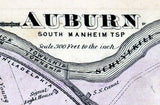 1875 Town Map of Auburn Schuylkill County Pennsylvania