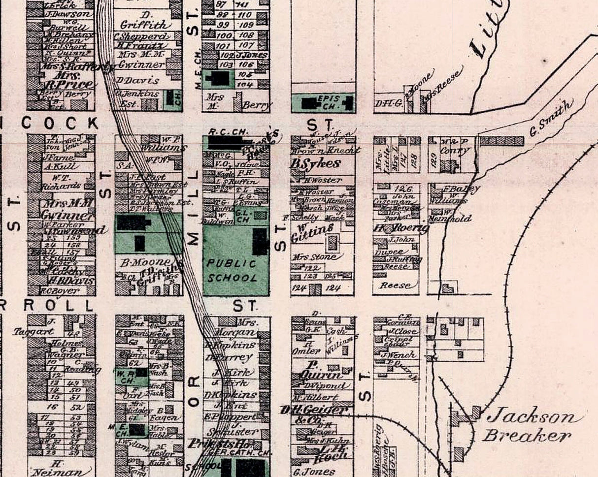1875 Town Map of St Clair Schuylkill County Pennsylvania