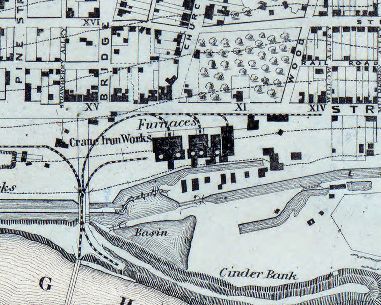1862 Town Map of Catasauqua Lehigh County Pennsylvania