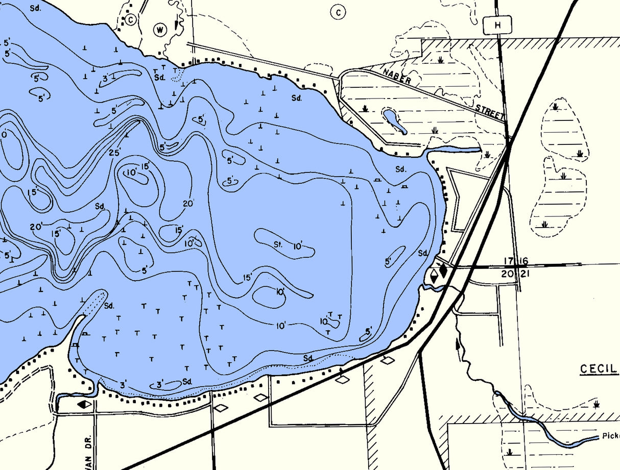 1974 Map of Shawano Lake Shawano County Wisconsin