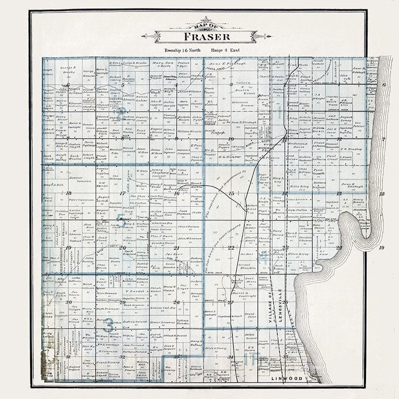 1896 Map of Fraser Township Bay County Michigan