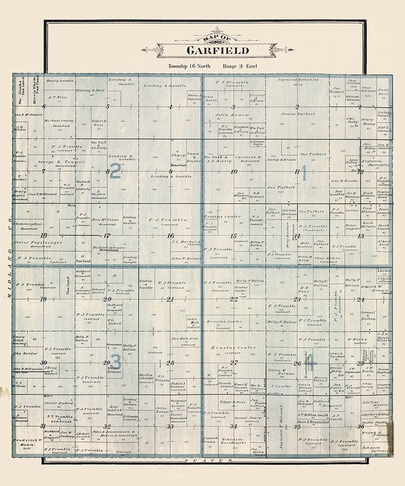 1896 Map of Garfield Township Bay County Michigan