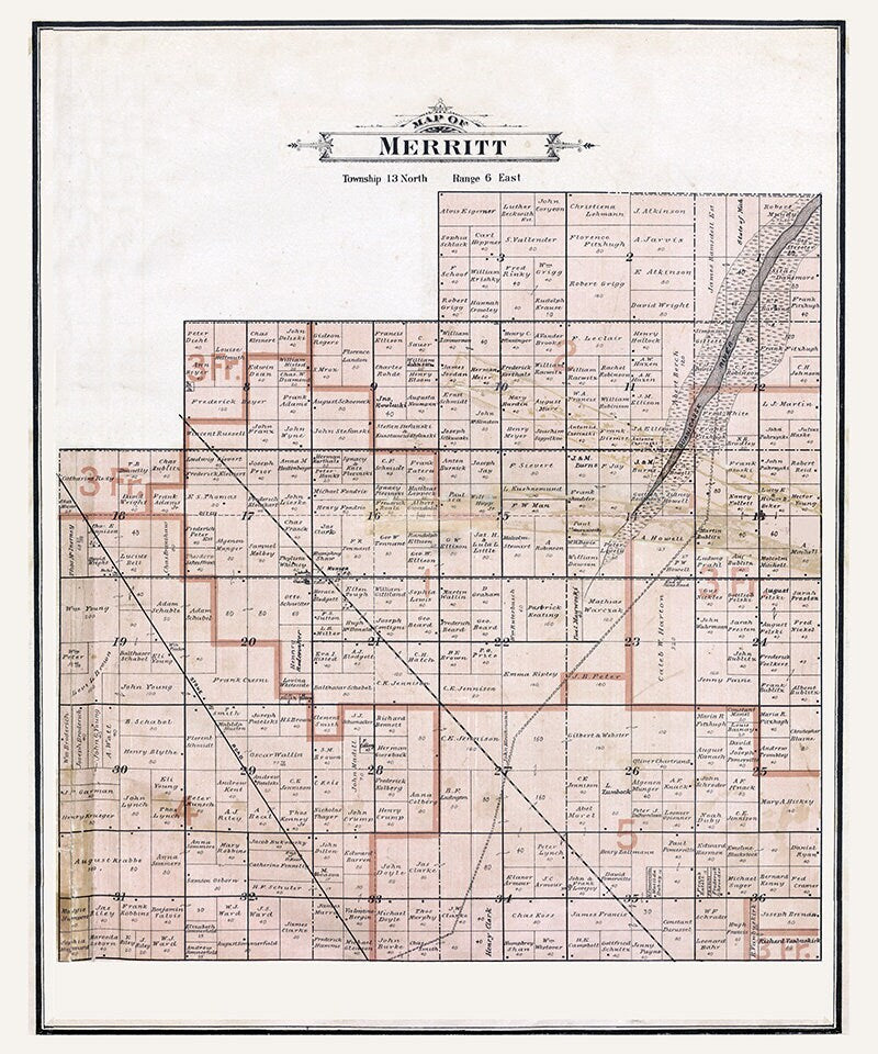 1896 Map of Merritt Township Bay County Michigan