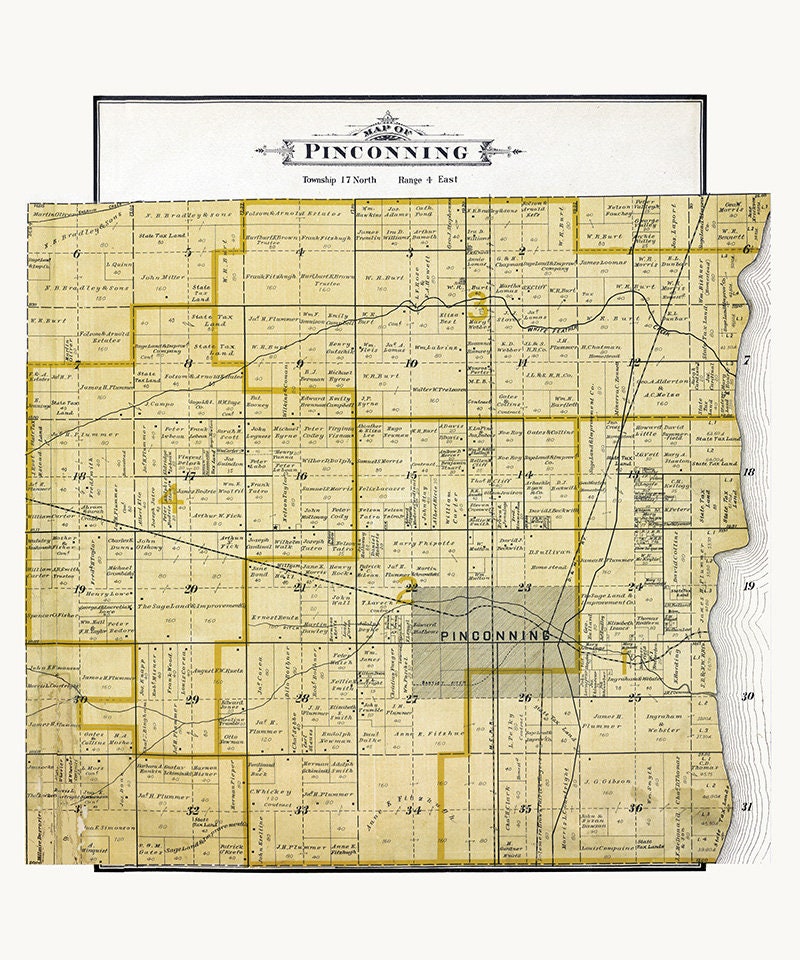 1896 Map of Pinconning Township Bay County Michigan