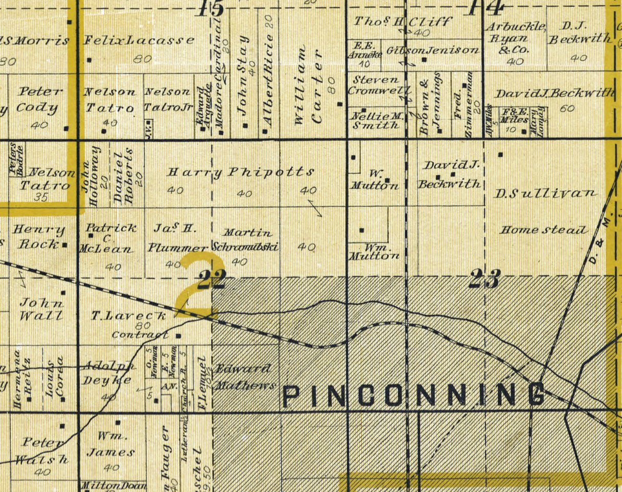 1896 Map of Pinconning Township Bay County Michigan