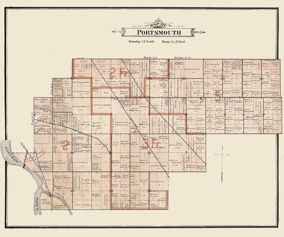 1896 Map of Portsmouth Township Bay County Michigan