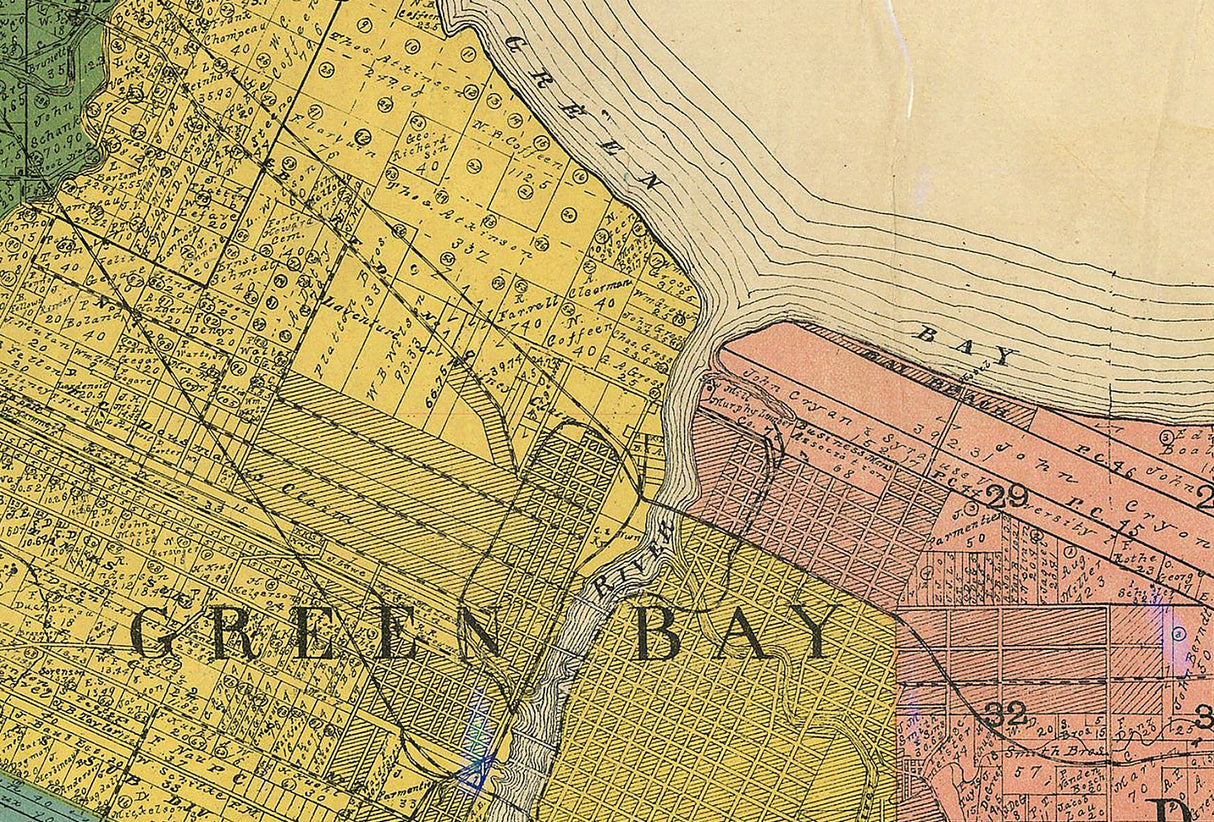 1903 Farm Line Map of Brown County Wisconsin Green Bay