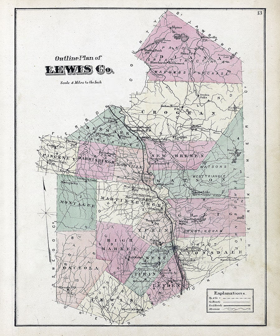 1875 Map of Lewis County New York