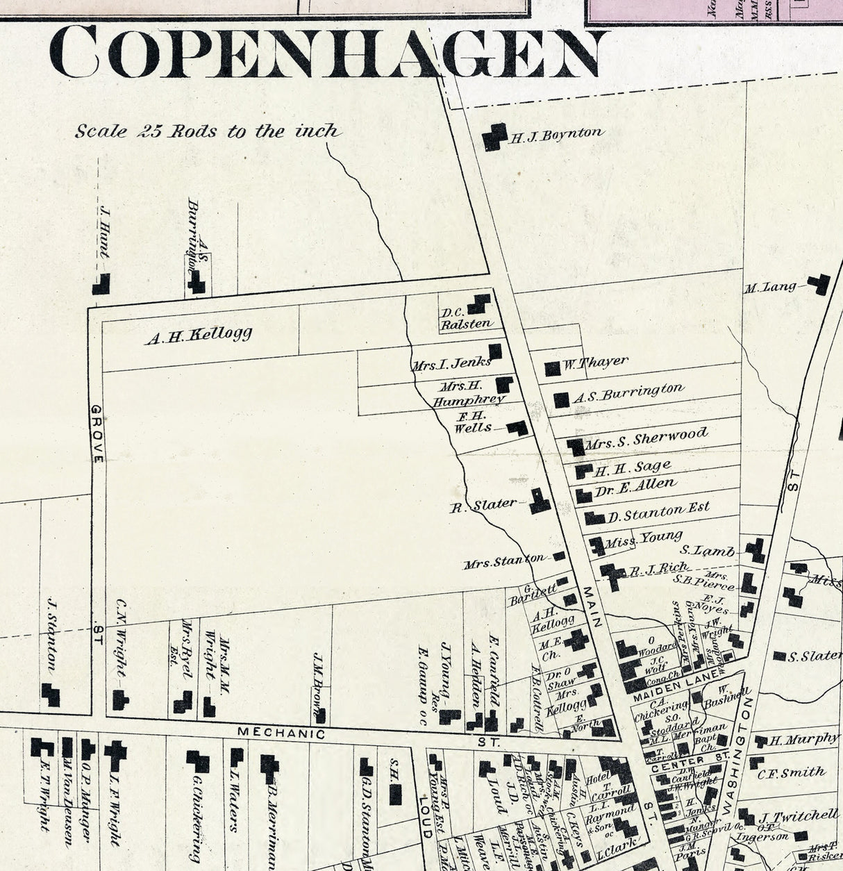 1875 Town Map of Copenhagen Lewis County New York