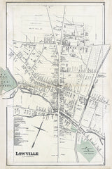 1875 Town Map of Lowville Lewis County New York