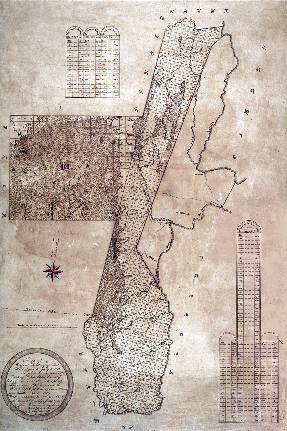 1867 Map of Charlton County Georgia