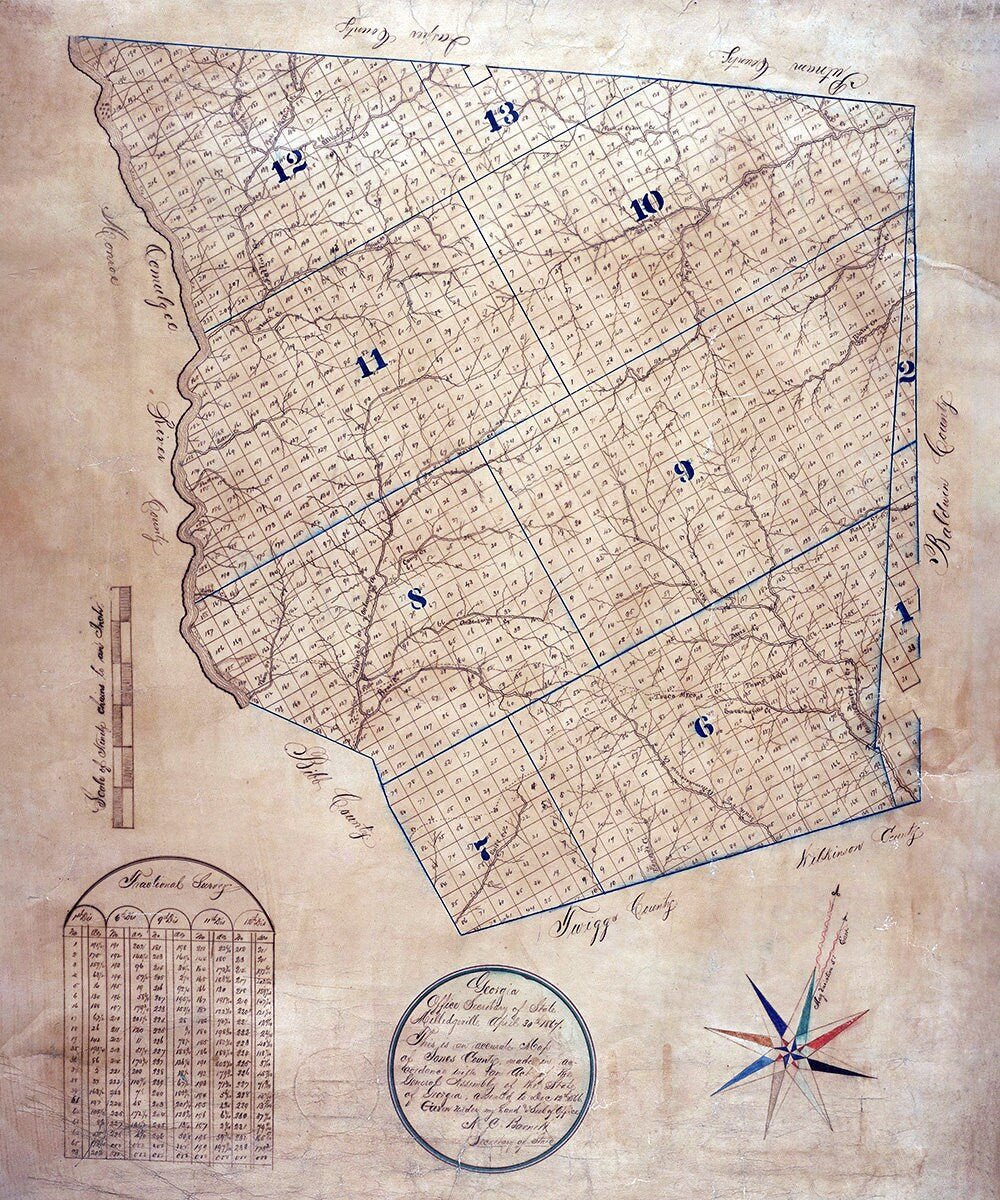 1867 Map of Jones County Georgia