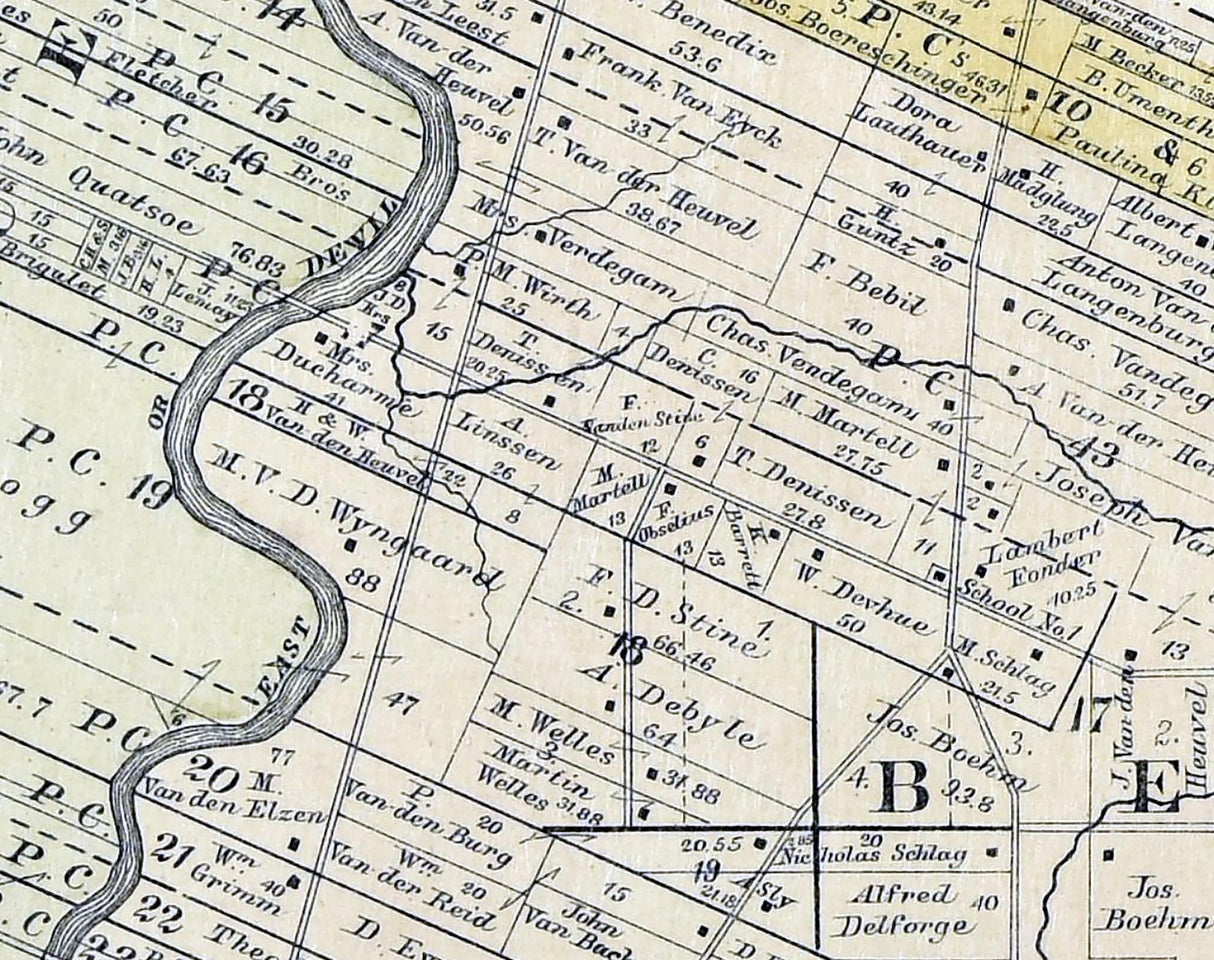 1889 Map of Bellevue & Allouez Township Brown County Wisconsin