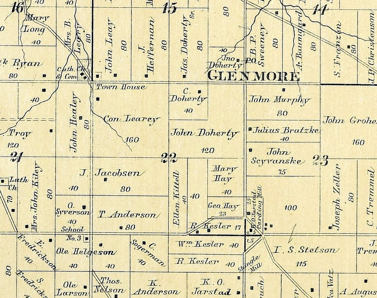 1889 Map of Glenmore Township Brown County Wisconsin