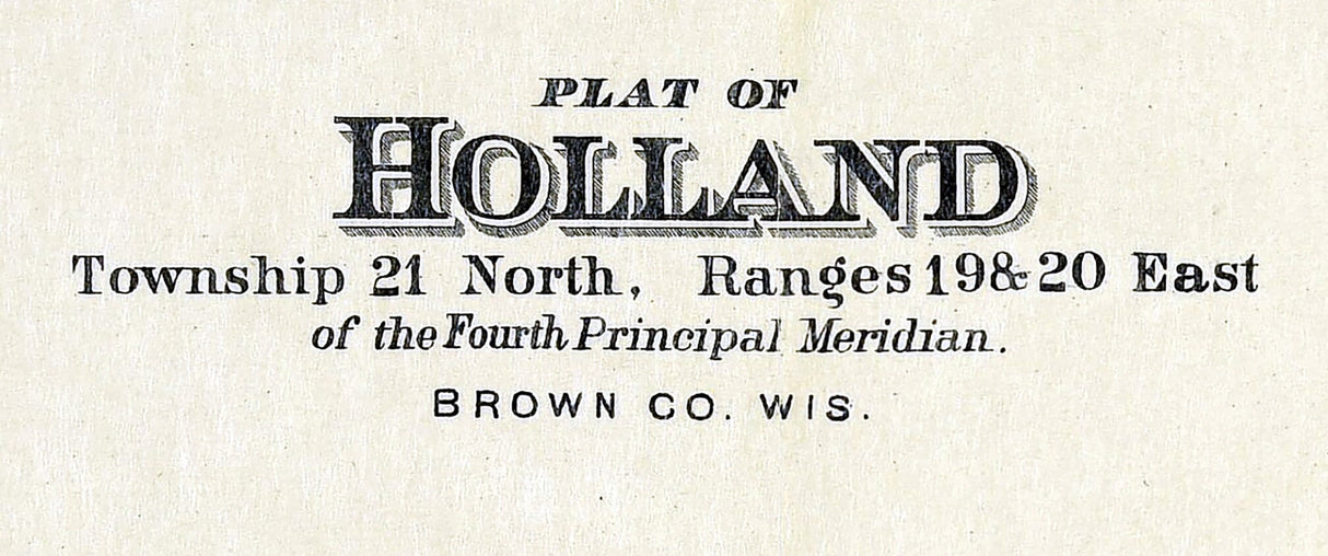 1889 Map of Holland Township Brown County Wisconsin