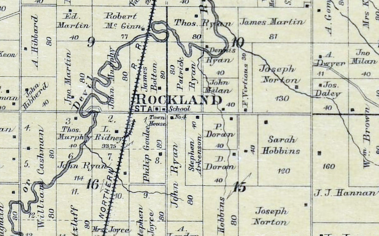 1889 Map of Rockland Township Brown County Wisconsin