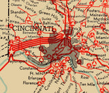 1939 Map of Columbia Gas & Electric Corporation Electric Transmission Lines Stations Ohio