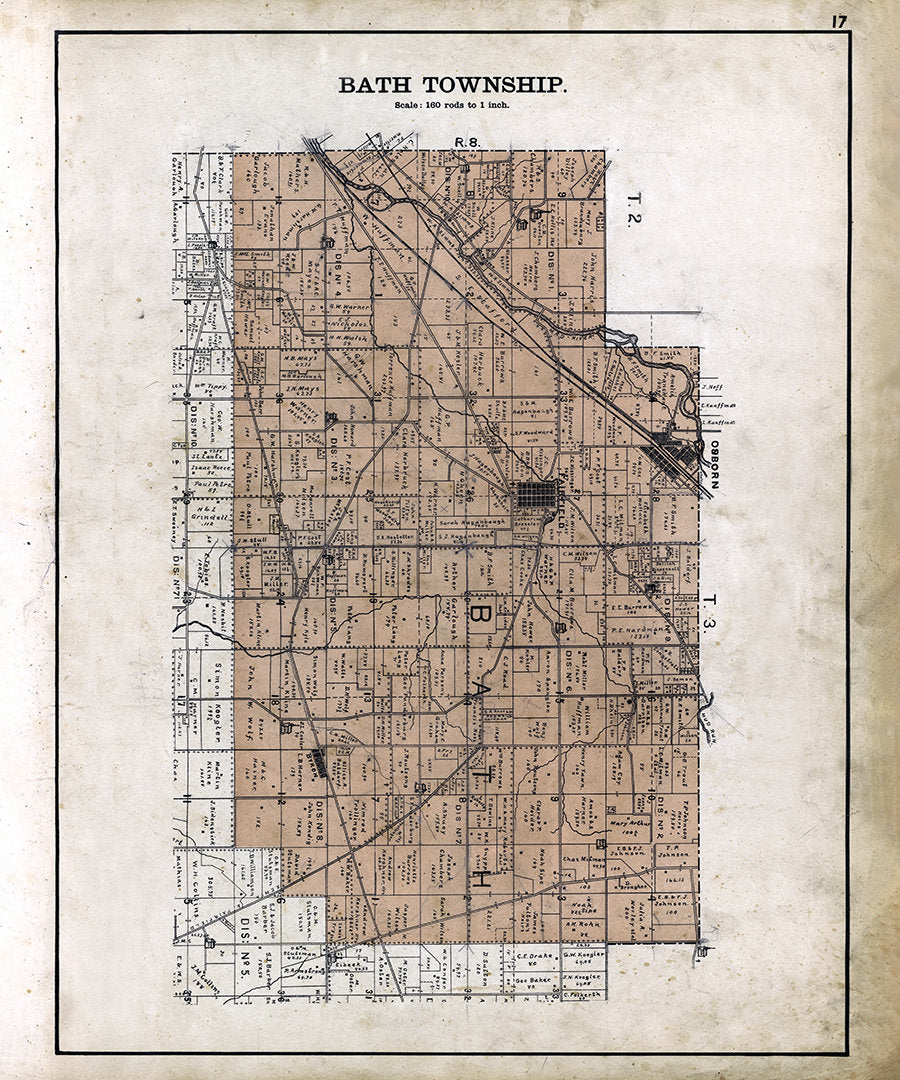 1896 Map of Bath Township Greene County Ohio