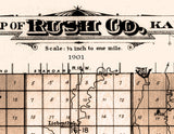 1901 Map of Rush County Kansas