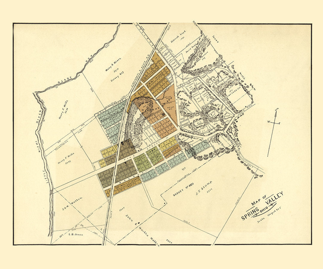1896 Map of Spring Valley Greene County Ohio