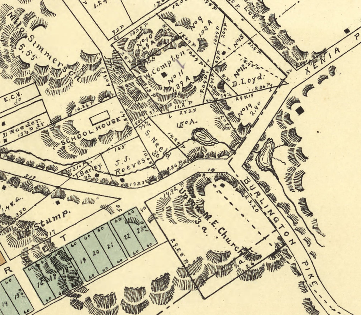 1896 Map of Spring Valley Greene County Ohio