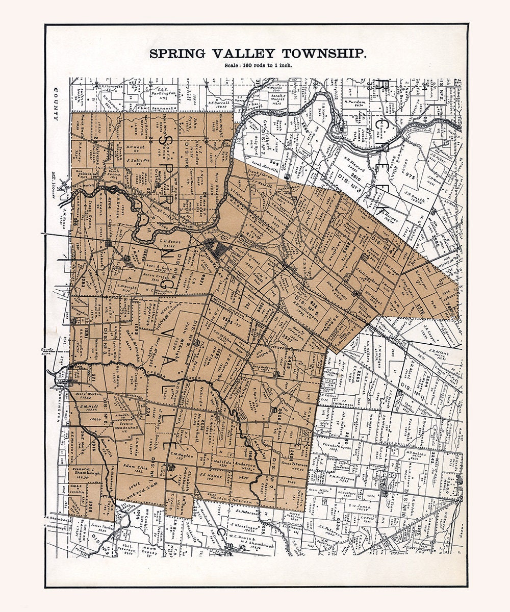 1896 Map of Spring Valley Township Greene County Ohio