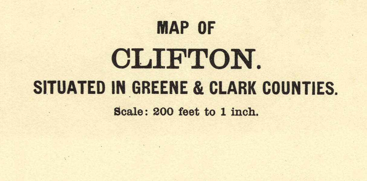1896 Town Map of Clifton Greene & Clark County Ohio