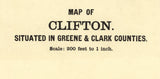 1896 Town Map of Clifton Greene & Clark County Ohio