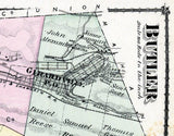 1875 Map of Butler Township Schuylkill County Pennsylvania Fountain Springs Rocktown