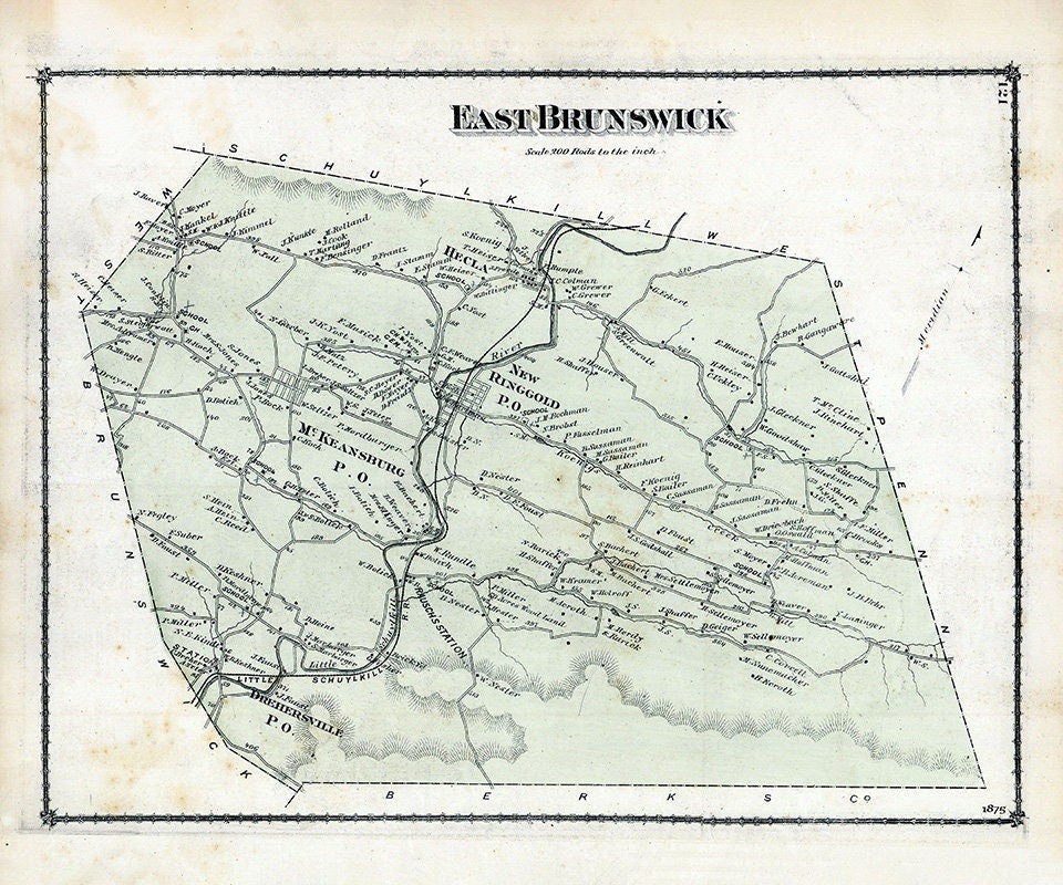 1875 Map of East Brunswick Township Schuylkill County Pennsylvania