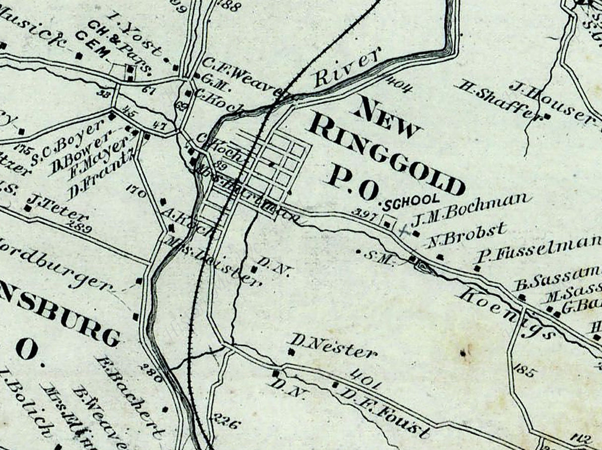 1875 Map of East Brunswick Township Schuylkill County Pennsylvania