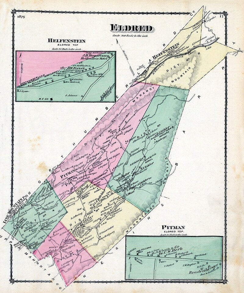 1875 Map of Eldred Township Schuylkill County Pennsylvania