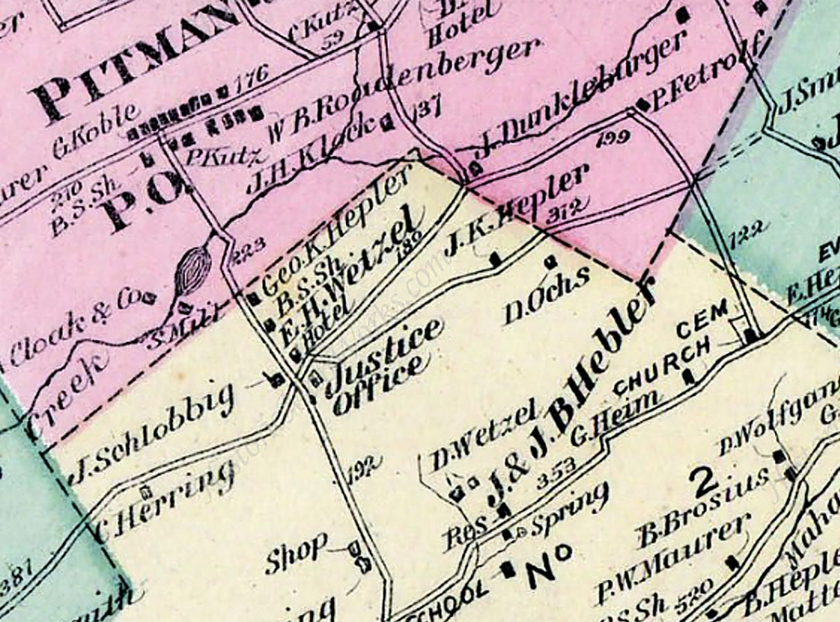 1875 Map of Eldred Township Schuylkill County Pennsylvania