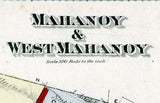 1875 Map of Mahanoy & West Mahanoy Township Schuylkill County Pennsylvania