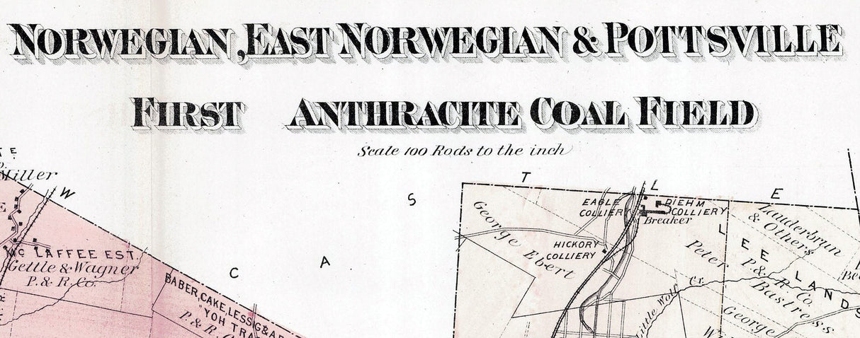 1875 Map of Norwegian & East Norwegian Township Schuylkill County Pennsylvania Pottsville