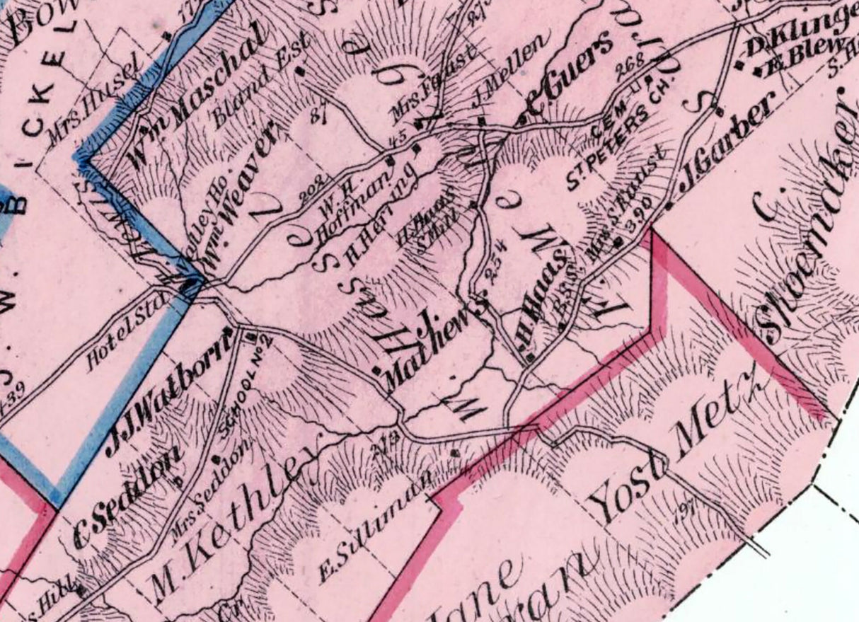 1875 Map of Ryan Township Schuylkill County Pennsylvania