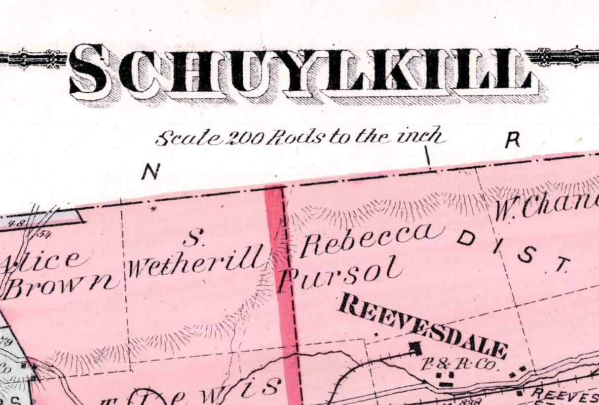 1875 Map of Schuylkill Township Schuylkill County Pennsylvania